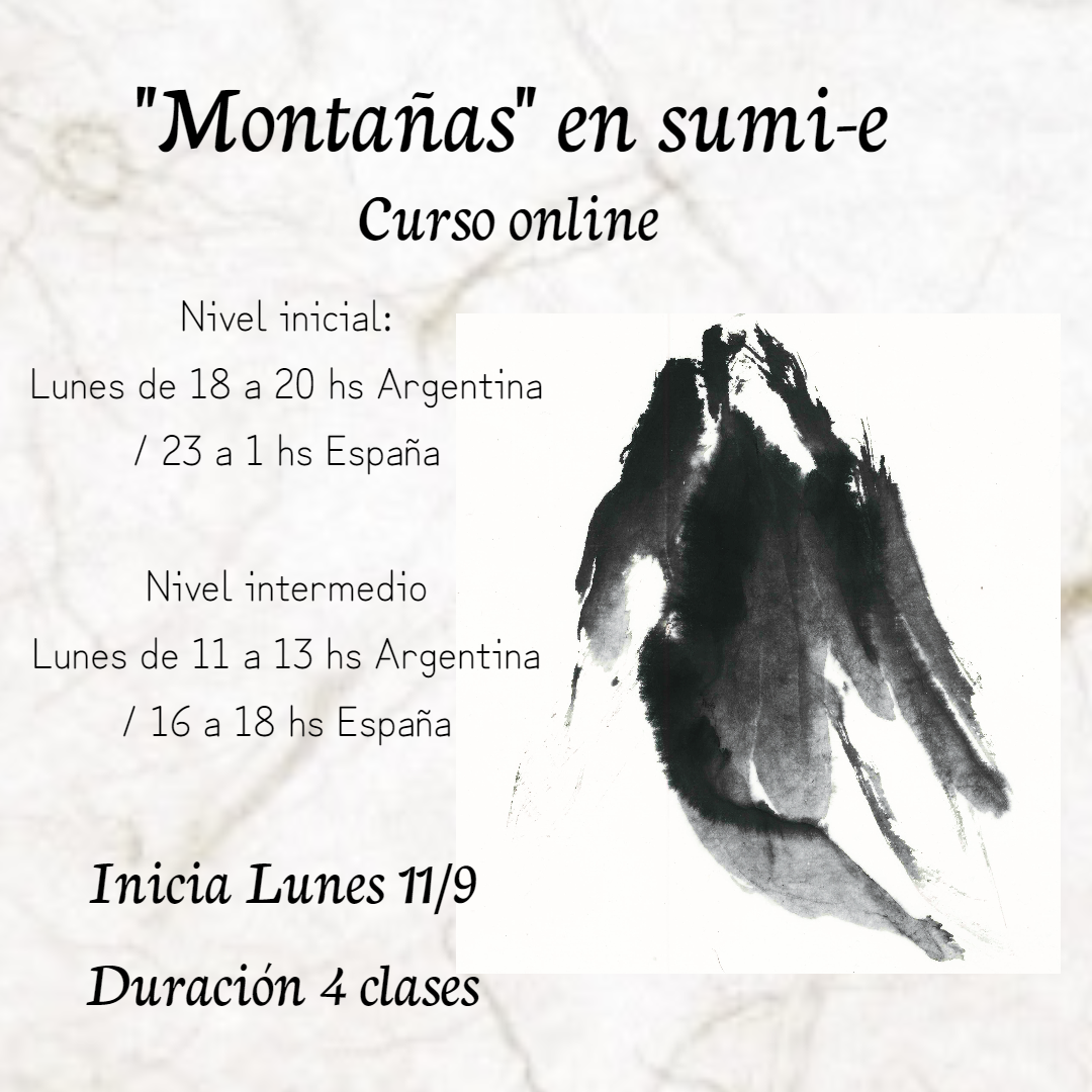 Flyer del curso Montañas en Sumi-e, nivel inicial